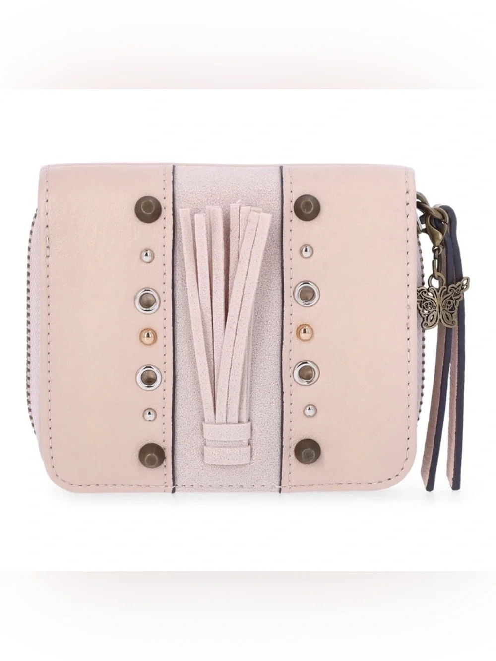 🆕 Jessica Simpson Cream Studded Satchel with Tassel Wallet NWT